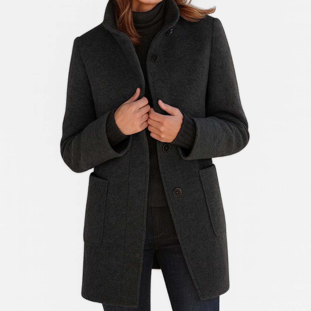 Faye | High Collar Jacket in Wool Blend
