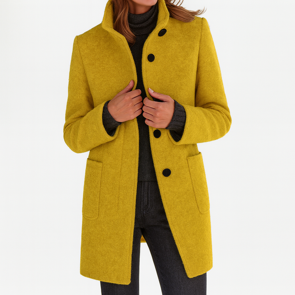 Faye | High Collar Jacket in Wool Blend