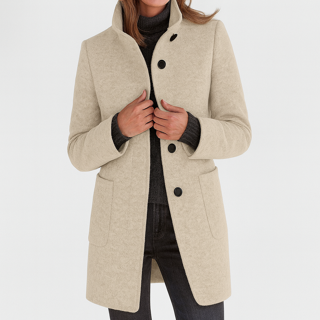 Faye | High Collar Jacket in Wool Blend
