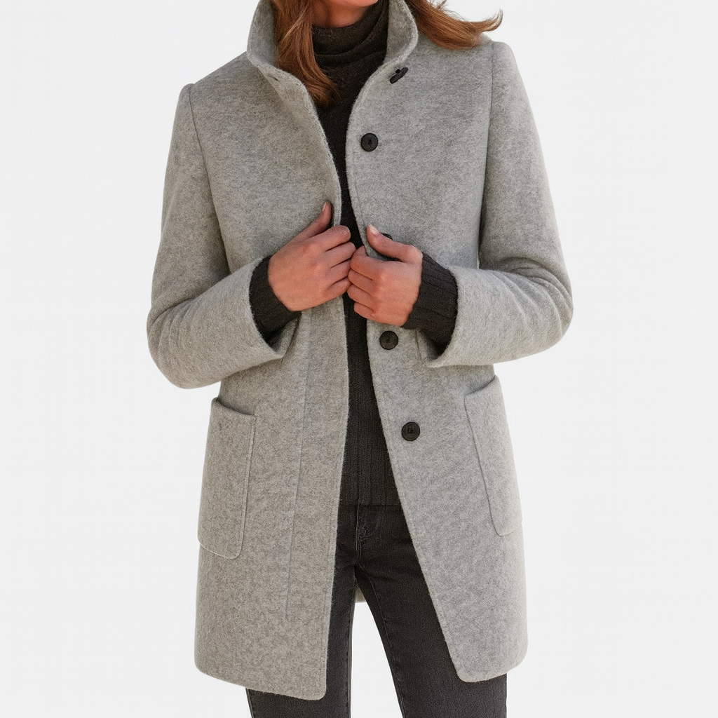 Faye | High Collar Jacket in Wool Blend